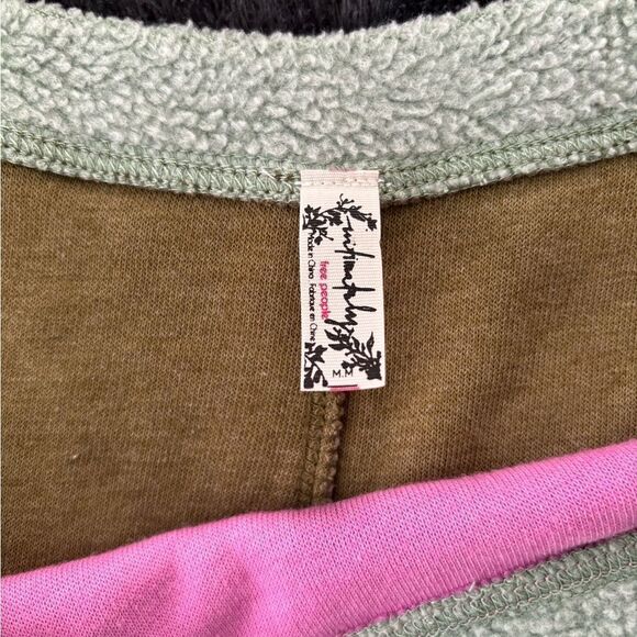 Free People Blue Monday Fleece Color Block Pullover Sweatshirt SZ Med OVERSIZED - Picture 3 of 4